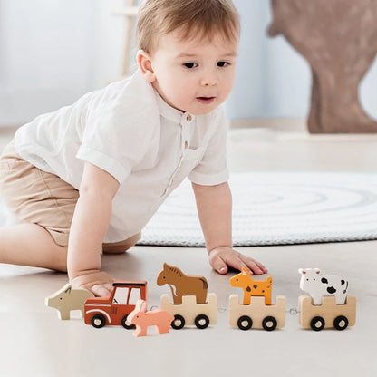 Montessori Wooden Animal Train Toys